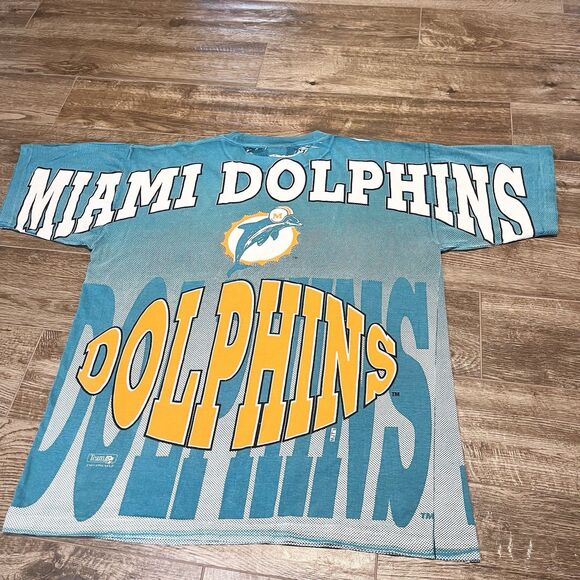 Vintage 90s 1994 Miami Dolphins AOP Banned Logo Large USA  Magic Johnson - Picture 15 of 16
